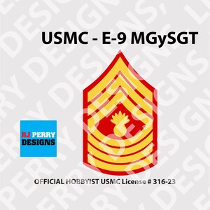 US Marine Corps | E-9 MGySGT Rank | Vinyl Sticker | Official Hobbyist USMC License | Full Color | Multiple Sizes