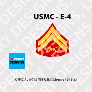 US Marine Corps | E-4 Rank | Vinyl Sticker | Official Hobbyist USMC License | Full Color | Multiple Sizes