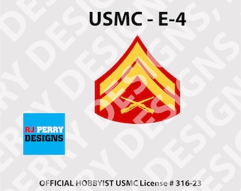 US Marine Corps | E-4 Rank | Vinyl Sticker | Official Hobbyist USMC License | Full Color | Multiple Sizes