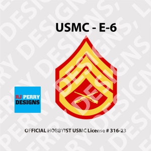 US Marine Corps | E-6 Rank | Vinyl Sticker | Official Hobbyist USMC License | Full Color | Multiple Sizes