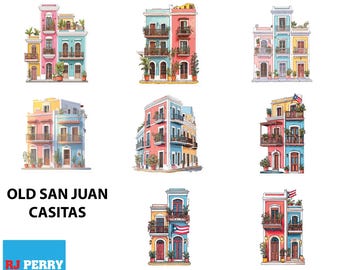 Clipart de Casas de San Juan / Casitas Puertorriqueñas (PNG, PSD)