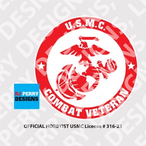 US Marine Corps | Combat Veteran | USMC Combat Veteran | Solid Round Logo | Vinyl sticker | Multiple Sizes