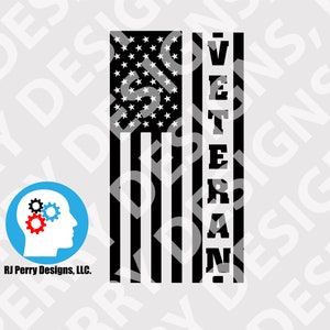 American Flag Veteran Vinyl Decal – Patriotic Military Decal for Cars, Trucks, Coolers & More – Multiple Colors and Sizes Available