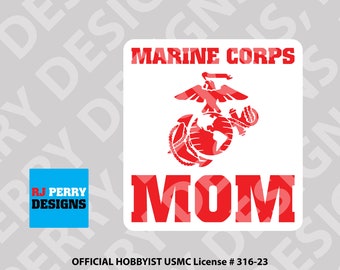 US Marine Corps | Marine Corps Mom | Mother's Day | Solid Rectangle Logo | Vinyl sticker | Multiple Sizes