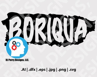 Paquete de archivos SVG del mapa de Puerto Rico: Archivos de corte de la bandera de BORIQUA (Descarga digital)