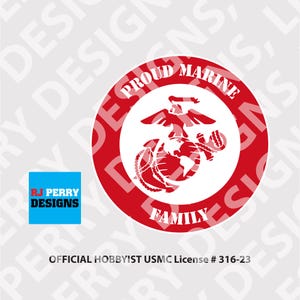 US Marine Corps | Proud Marine Family Round | Solid Round Logo | Vinyl Sticker | Multiple Sizes