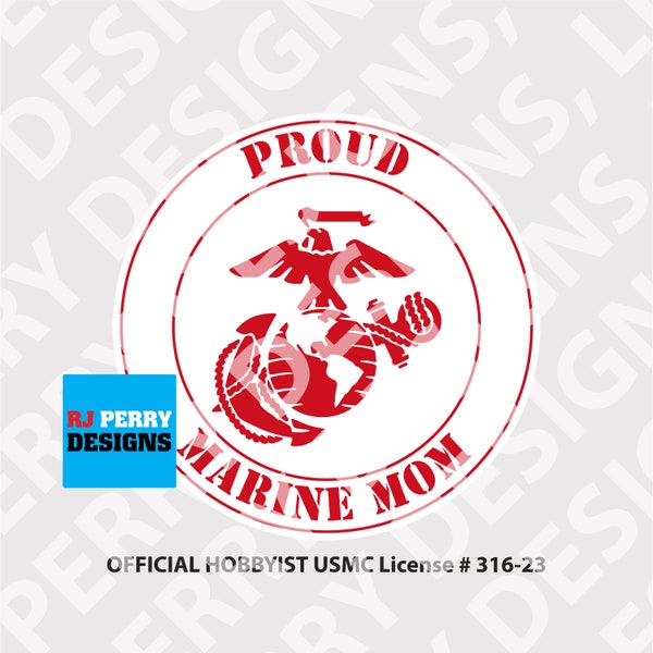US Marine Corps | Logo | Proud Marine Mom Round | Vinyl Sticker | Full Color | Multiple Sizes | For Windows, Cars, Trucks, and more!
