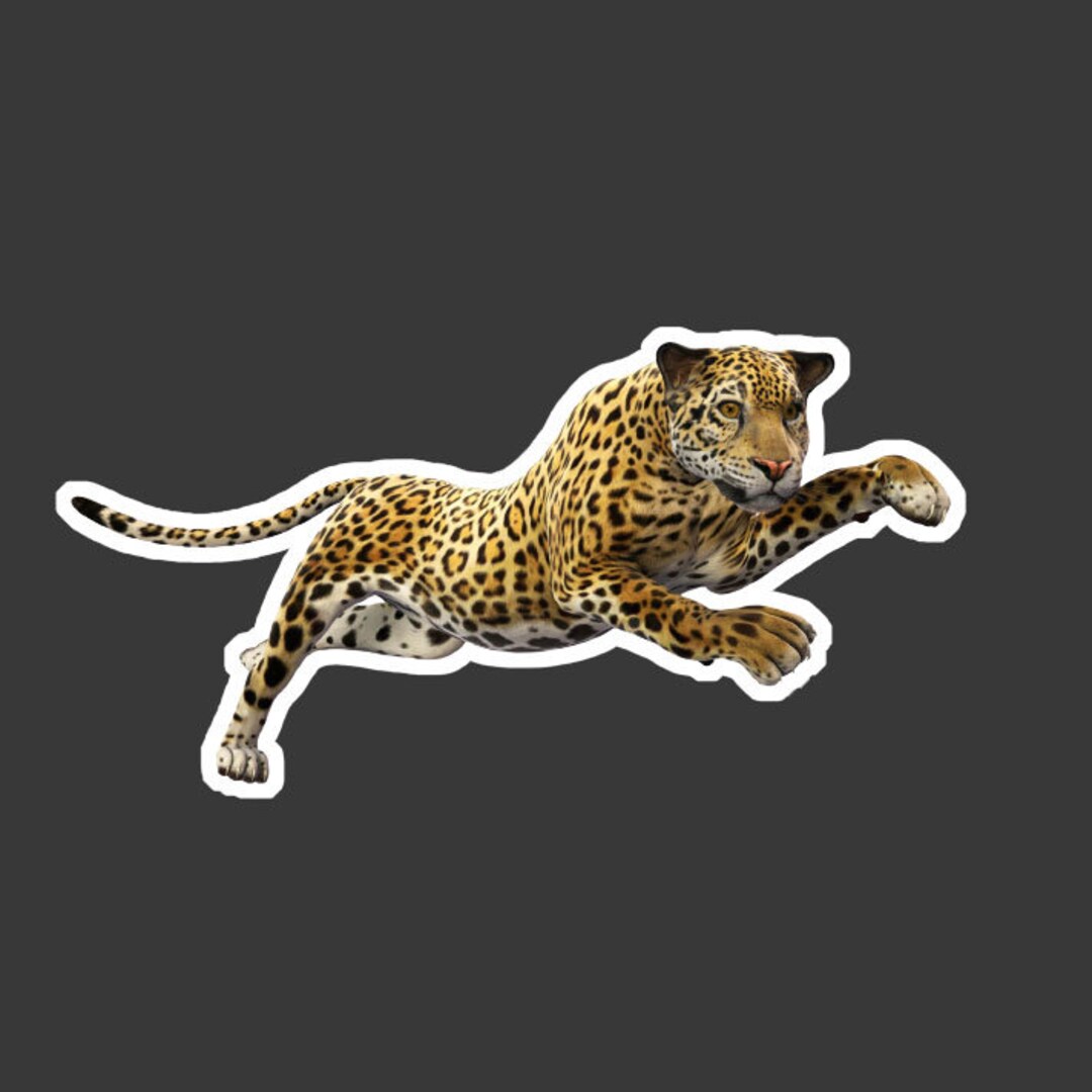 Leaping Jaguar Vinyl Sticker Full Color Multiple Sizes for Windows