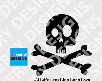 Calavera y tibias cruzadas divertidas / Símbolo pirata / svg / eps / png / ai / Archivos de corte digital