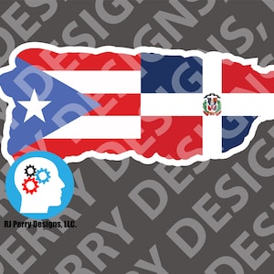 Puerto Rico - Dominican Republic Flag Map Vinyl Sticker
