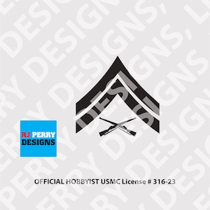 USMC E-4 | Corporal | Enlisted | Marine Corp Corporal | Rank Insignia | Vinyl Decal | Official Hobbyist USMC License | Multiple Colors/Sizes