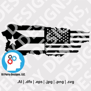 Puerto Rico - American Flag Bundle | svg | eps | png | ai | Digital Cut Files | Boricua Pride