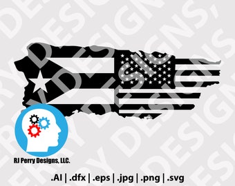 Puerto Rico - Paquete de banderas estadounidenses / svg / eps / png / ai / Archivos de corte digital / Orgullo puertorriqueño