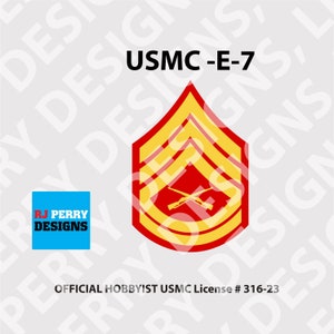 US Marine Corps | E-7 Rank | Vinyl Sticker | Official Hobbyist USMC License | Full Color | Multiple Sizes