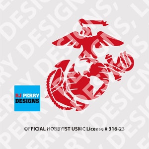 Marines EGA Logo Vinyl Car Decal, Eagle Globe Anchor, US Marine Corps, Official Hobbyist of the USMC License # 316-23