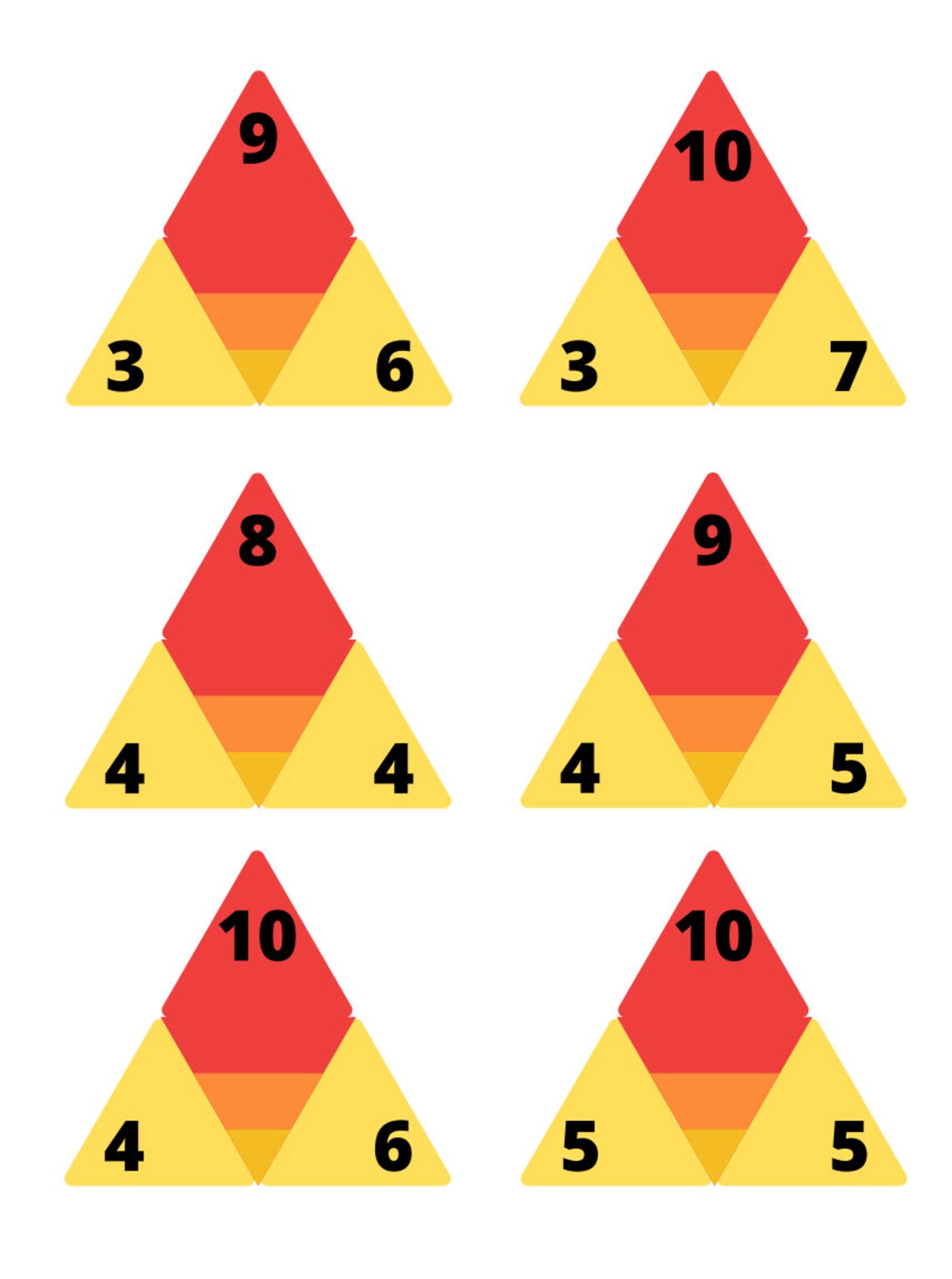 Fact Family Triangle Flashcards And Worksheet Addition Etsy