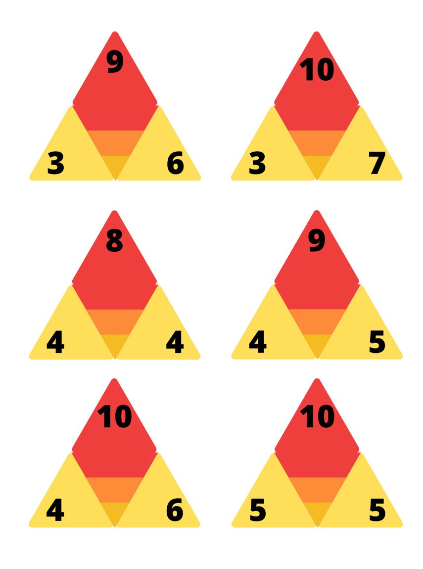 Fact Family Triangle Flashcards and Worksheet addition | Etsy