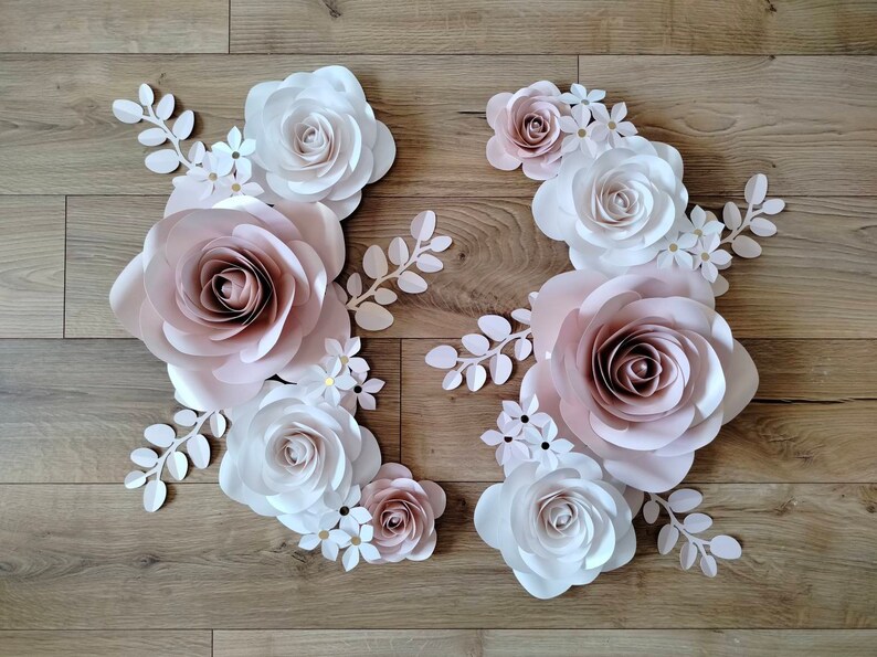 5 Sizes SVG Rose Paper Flower Template Wedding Backdrop Decor Party