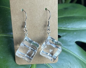 90s Chunky Vanilla Cream Ice Cube Hoop Earrings | Minimal
