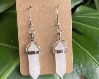 Natural Crystal Point Earrings, Crystal Earrings, Healing Earrings,