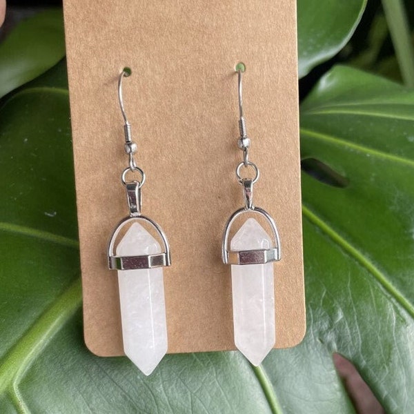 Natural Crystal Point Earrings, Crystal Earrings, Healing Earrings,