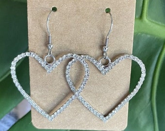 Y2K Sparkle Heart Earrings, Sparkle Dangle Earrings, Y2K Earrings, Heart Earrings