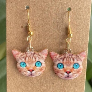 Gold Cat Earrings | Fun Earrings | Funny Earrings | Silly Earrings | Quirky Earrings | Unique Earrings | Cat Earrings