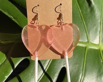 Heart Lollipop Earrings, Lollipop Earrings, Heart Earrings, Valentines Earrings