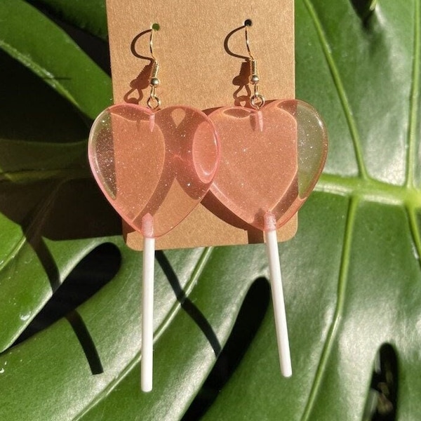 Heart Lollipop Earrings, Lollipop Earrings, Heart Earrings, Valentines Earrings