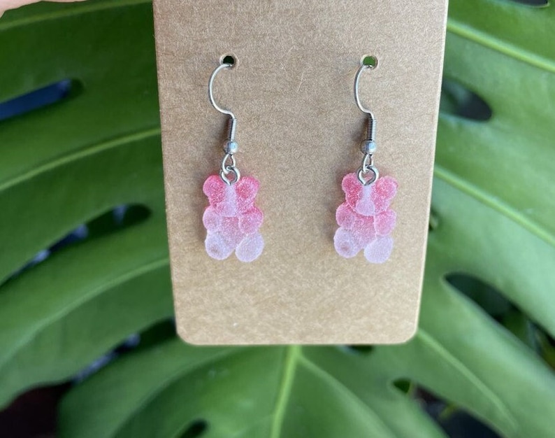 Gummy Bear Earrings | Sugar Gummy Bear Earrings | Candy Earrings Hot Pink