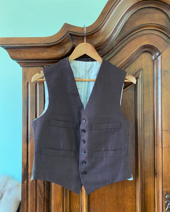 1930's 1940's brown waistcoat approx size 46 EU/ … - image 1