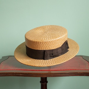 Early 1920's straw boater hat size 55cm