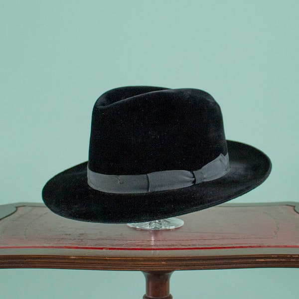 vintage velours noir fedora taille 54