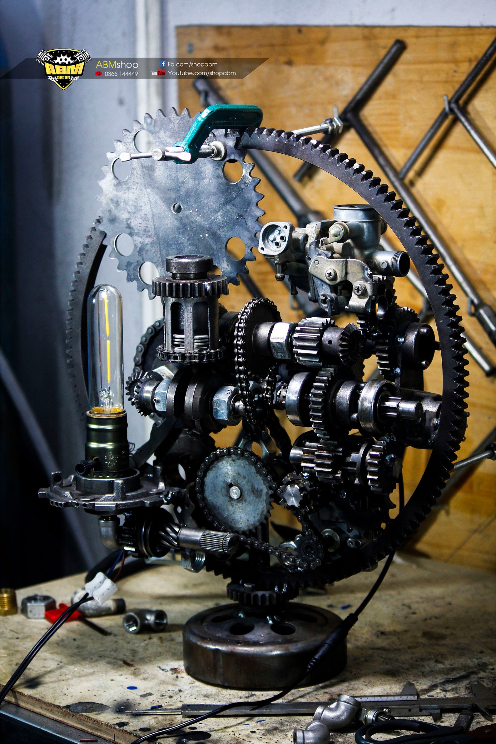 Clock Gear Engine With Light Steampunk Clocks Tourbillon Etsy