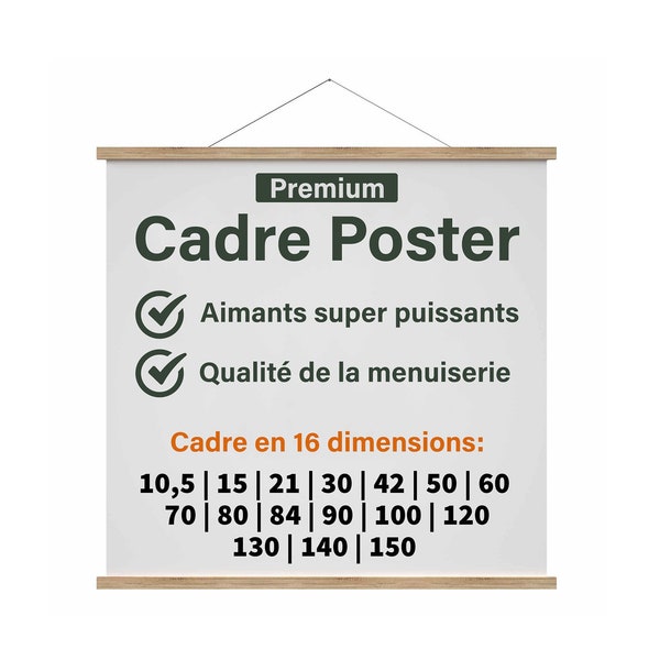 Cadre Poster & Photo, Porte-Affiche, Bois Chêne, Cadre Magnétique, DIN A1 A2 A3 A 4 A5 A6 | CM: 21, 30, 42, 50, 60, 60, 80, 84, 90, 100, 120