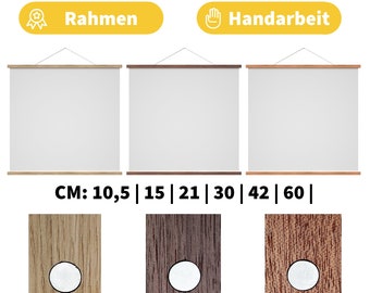 Bilderrahmen - A2 bis A6 Bilderrahmen - Eiche - Mahagoni - Nuss - Echtholz - Bilderrahmen Set - Bilderrahmen zum Aufhängen