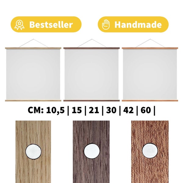 Cintre d’affiche 10,5cm-60cm magnétique en bois pour l’art de cadrage - pour votre bureau - Photos- Cintre d’impression - A3, A4, A5, A6, A7