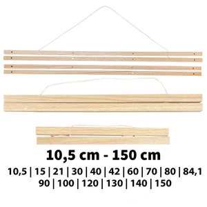 Poster rail magnetic handmade of oak Suitable for DIN formats Different lengths Poster holder 10.5 cm to 150 cm Poster frame image 1