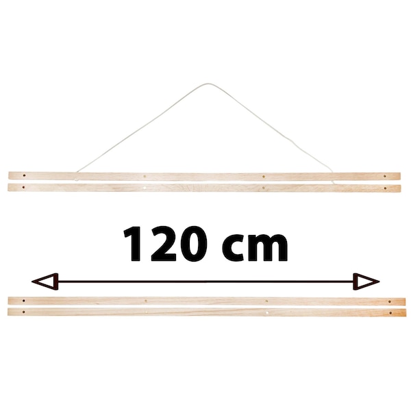 Rail pour posters 120 cm - Rail de serrage en bois de chêne - Rail pour posters - DIN-A0 - Rail de serrage - Cadre photo 120 cm