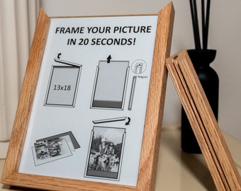 Magnetic picture frame with glass for DIN A4, A5, A6 for standing or hanging, 10.5x15, 13x18, 18x24, 21x15, 21x29.7