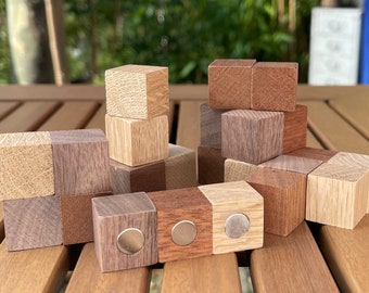 Cube en bois Aimants pour réfrigérateurs - Aimants forts - Aimants en bois - Aimants pour tableaux d'affichage - Aimants pour tableaux noirs