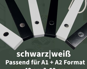 Posterleiste weiß lackiert - 42 cm - 60 cm - Buchenholz -  Magnetisch - Farbe weiß lackiert - A1 - A2 - Handgemachte Posterleiste