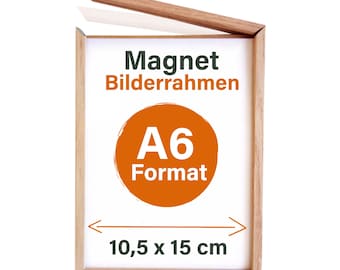 Cadre photo magnétique avec verre pour Din A6 10,5 x 15 cm à poser ou à suspendre