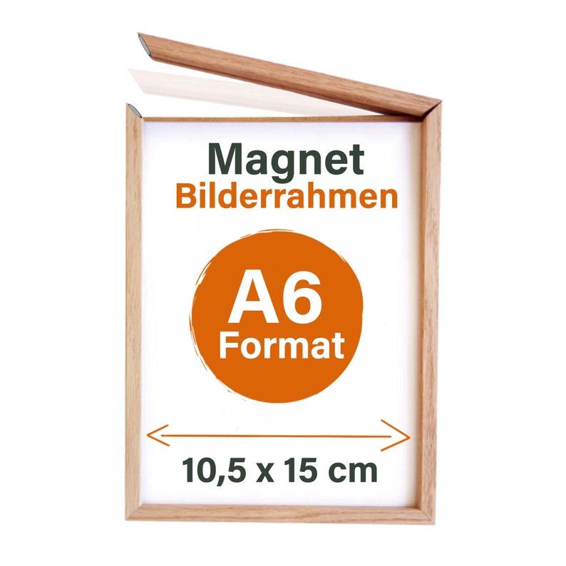 Cadre photo magnétique avec verre pour DIN A4, A5, A6 à poser ou à suspendre, 10,5x15, 13x18, 18x24, 21x15, 21x29,7 10,5x15 cm (A6)
