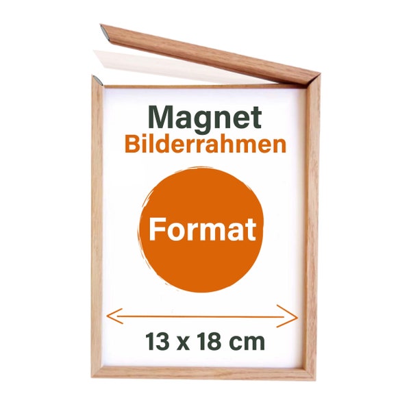 Magnetischer Bilderrahmen mit Glas 13x18 cm zum Aufstellen oder Aufhängen