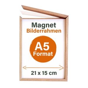 Cadre photo magnétique avec verre pour DIN A4, A5, A6 à poser ou à suspendre, 10,5x15, 13x18, 18x24, 21x15, 21x29,7 21x15 cm (A5)