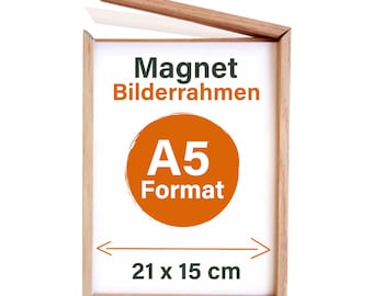 Bilderrahmen A5 21x15 cm Fotorahmen magnetisch mit Glas zum Aufstellen oder Aufhängen