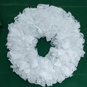 Wedding Wreath//Bridal Wreath/White Deco Mesh Wreath/Communion Wreath/Celebration Wreath/Blessing Wreath
