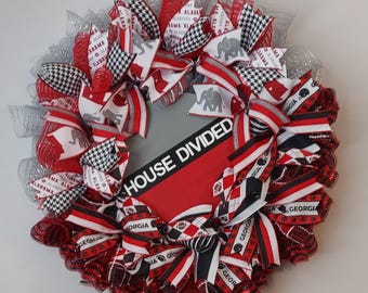 House Divided Sports Wreath: Custom Collegiate Team Decor