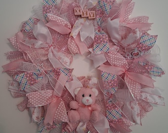 Baby Girl Wreath, Baby Wreath, Gender Reveal Wreath, Princess Wreath